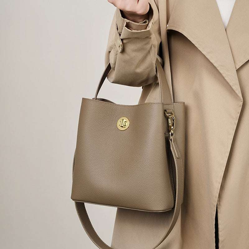 Women's Leather Bucket Style Shoulder Bag - ChoreGirl
