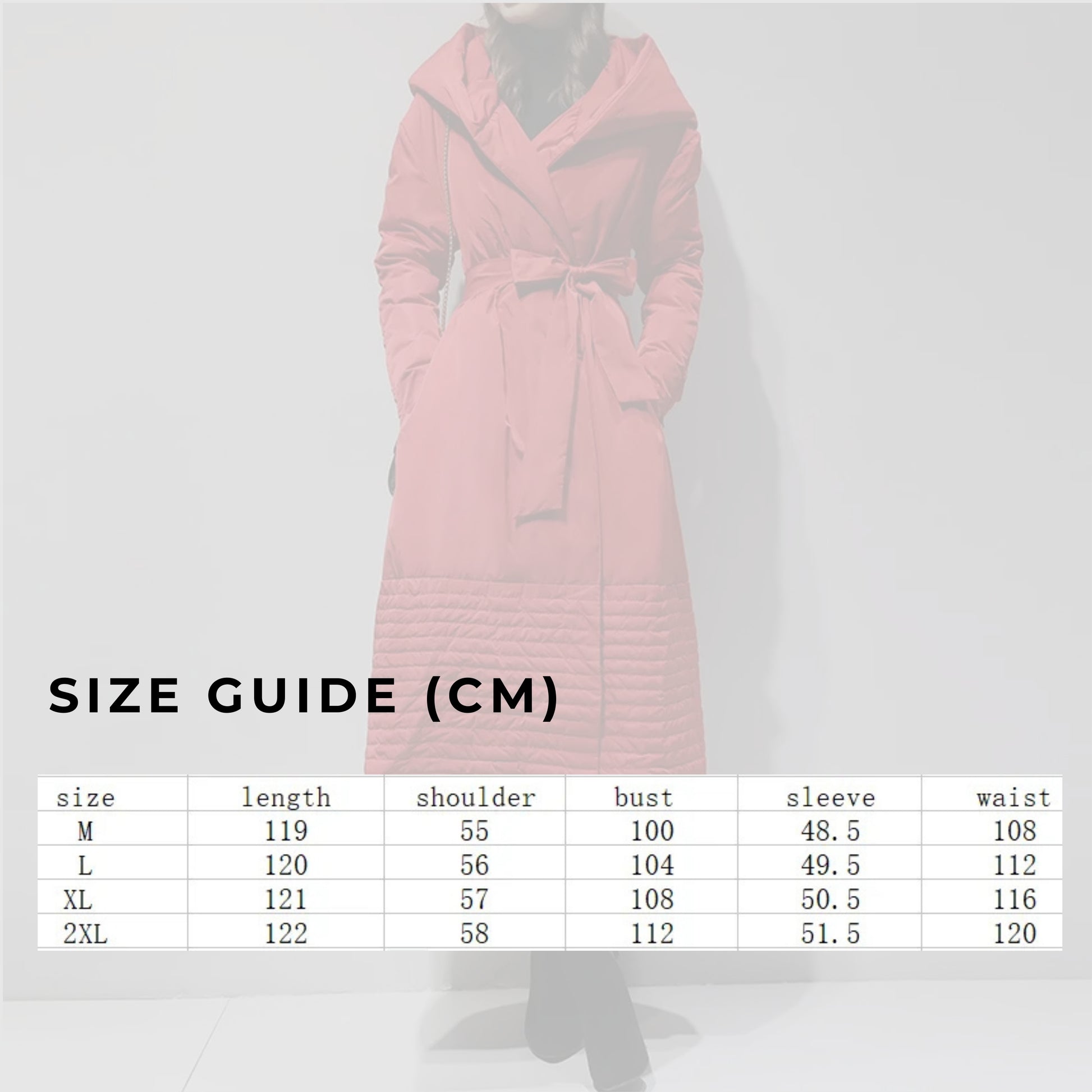 Women's Long Hooded Down Coat with Belt - ChoreGirl
