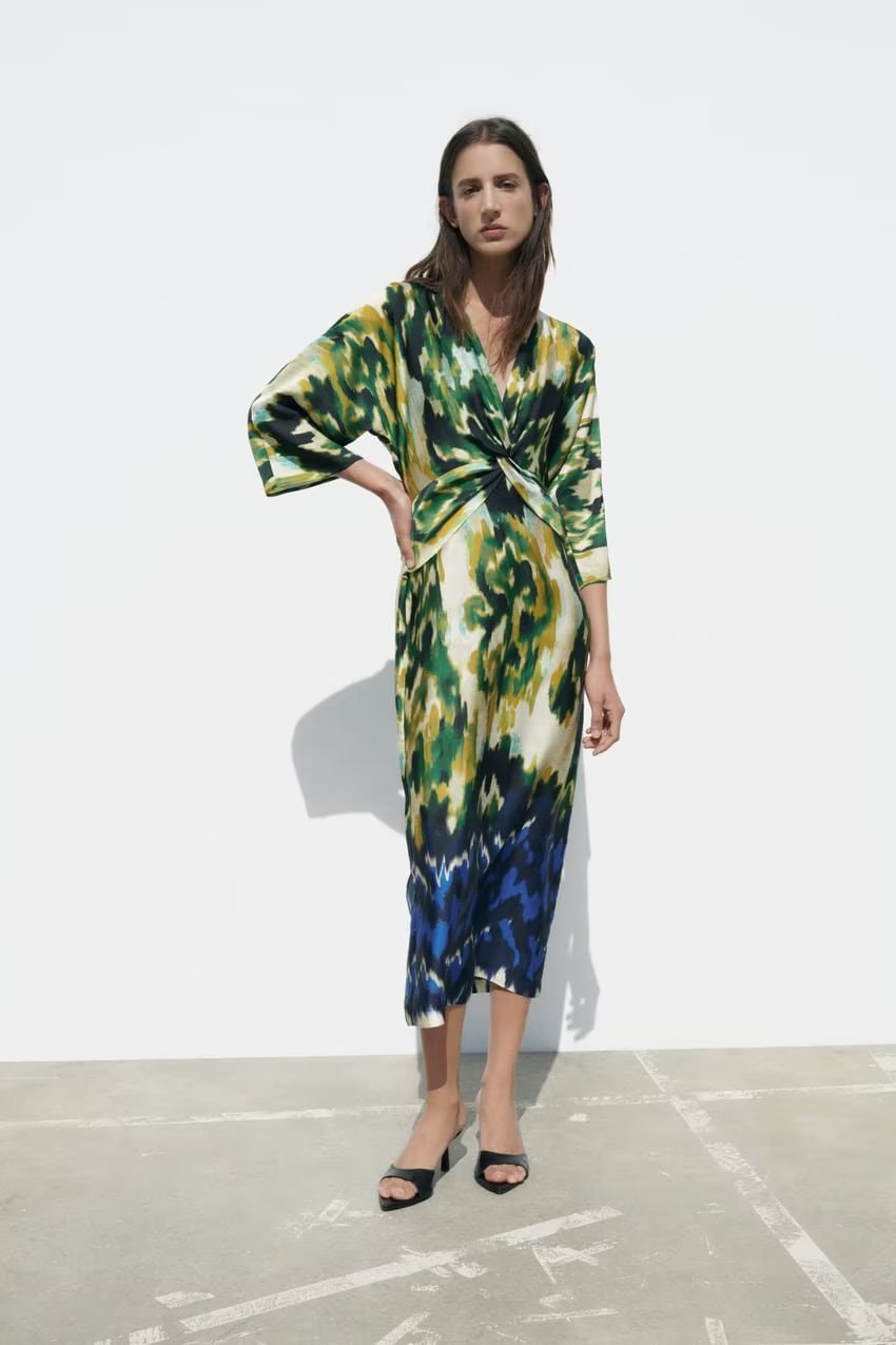Women's Long Loose Satin V-neck Shirt Dress - ChoreGirl