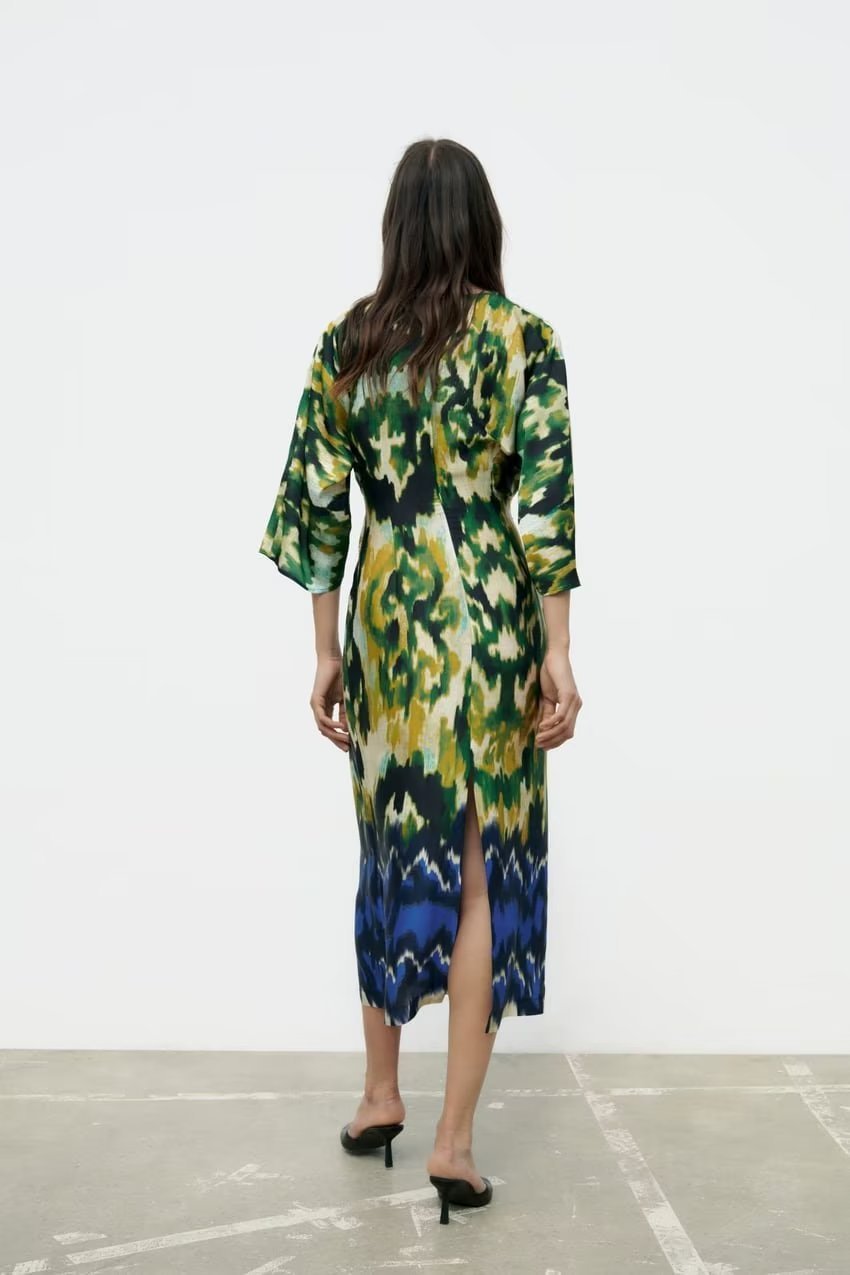 Women's Long Loose Satin V-neck Shirt Dress - ChoreGirl