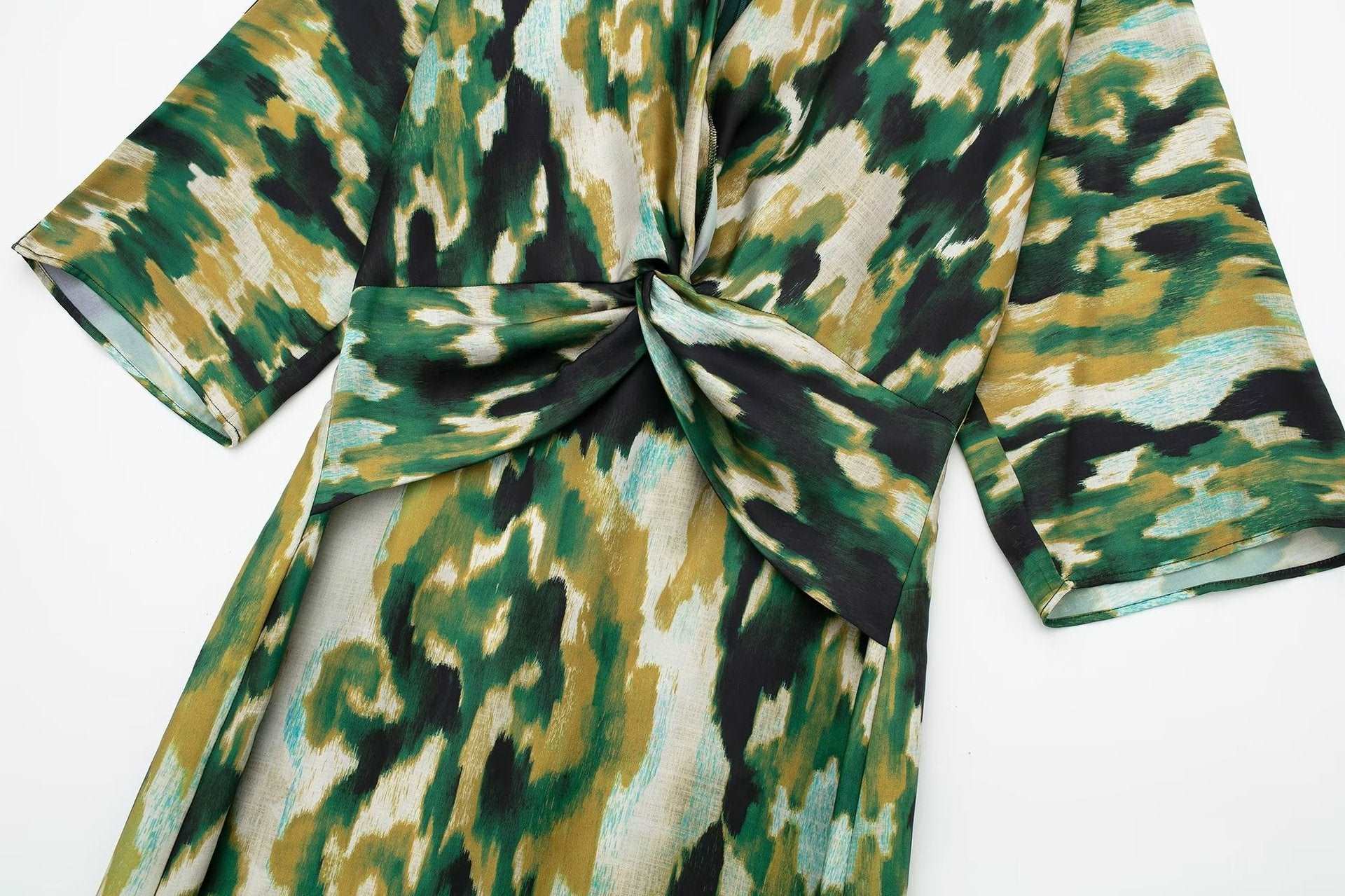 Women's Long Loose Satin V-neck Shirt Dress - ChoreGirl