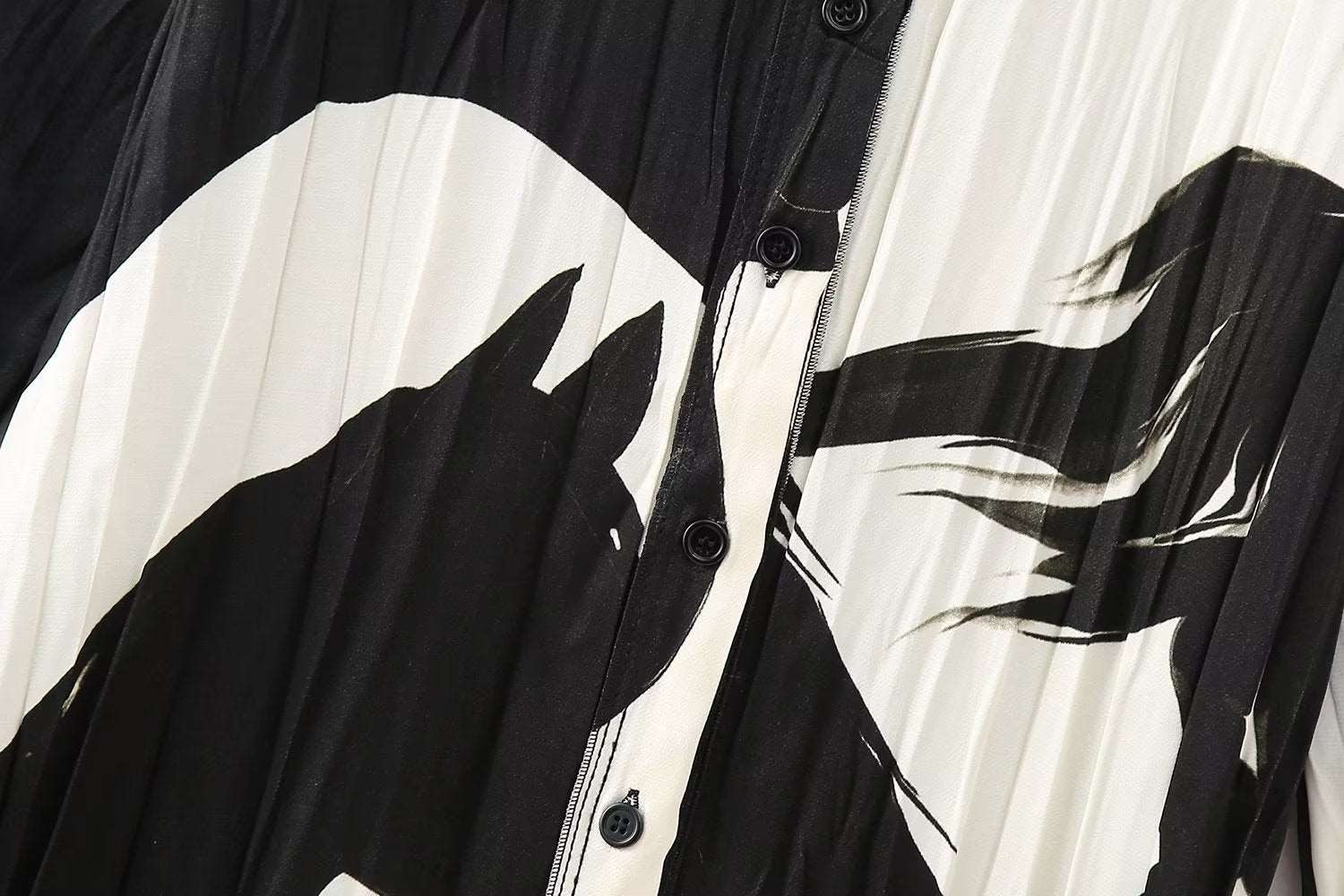 Women's Long Sleeve Black and White Shirt Style Dress - ChoreGirl