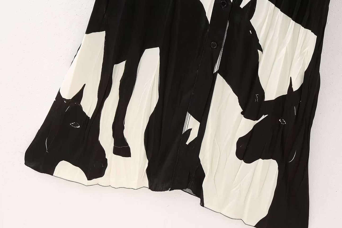 Women's Long Sleeve Black and White Shirt Style Dress - ChoreGirl