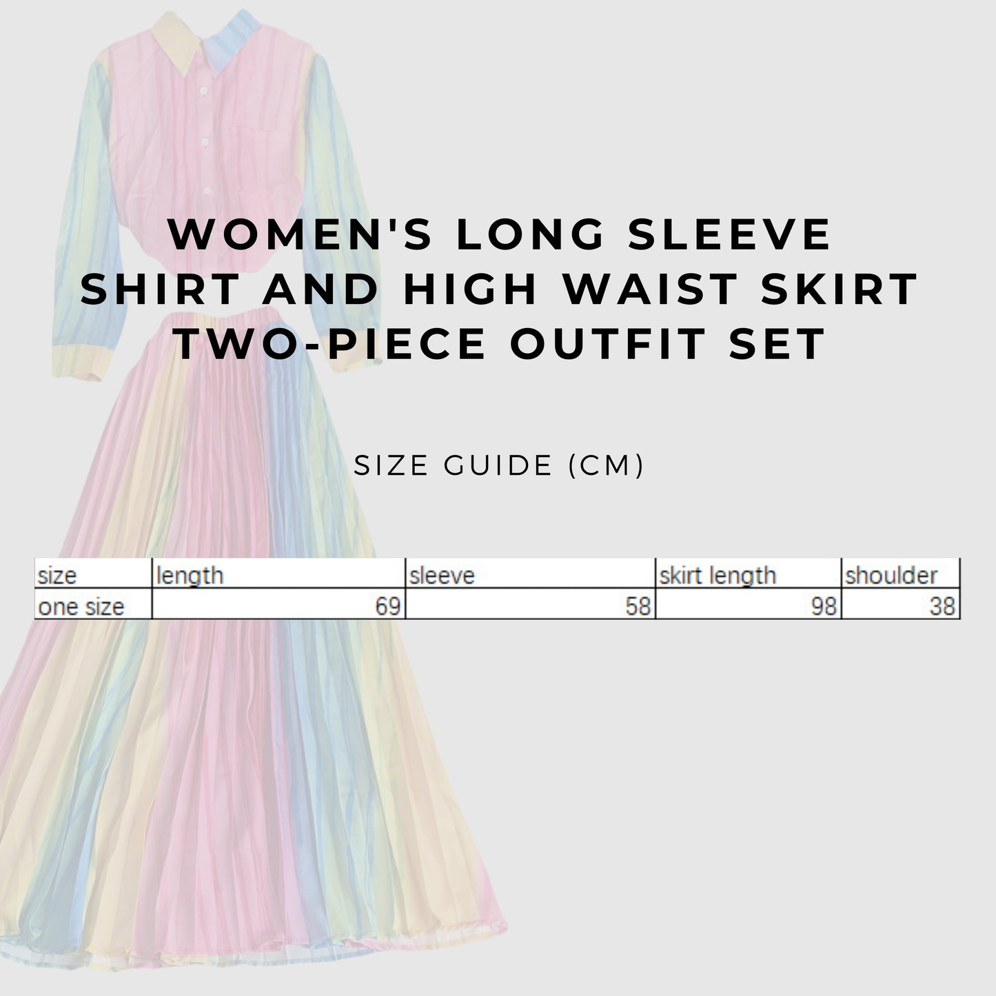 Women's Long Sleeve Stand Collar Single-breasted Shirt and High Waist Skirt Two-piece Outfit Set - ChoreGirl