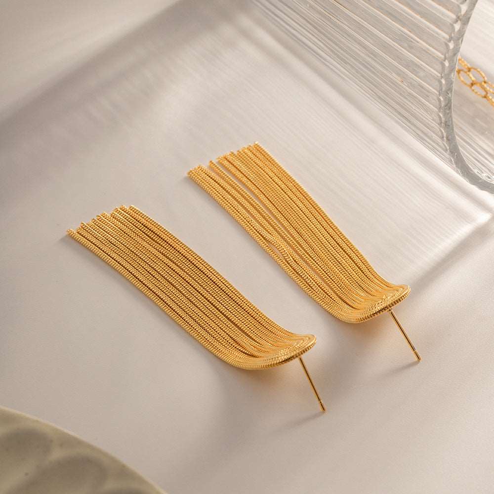 Women's Long String Titanium Steel Earrings - ChoreGirl