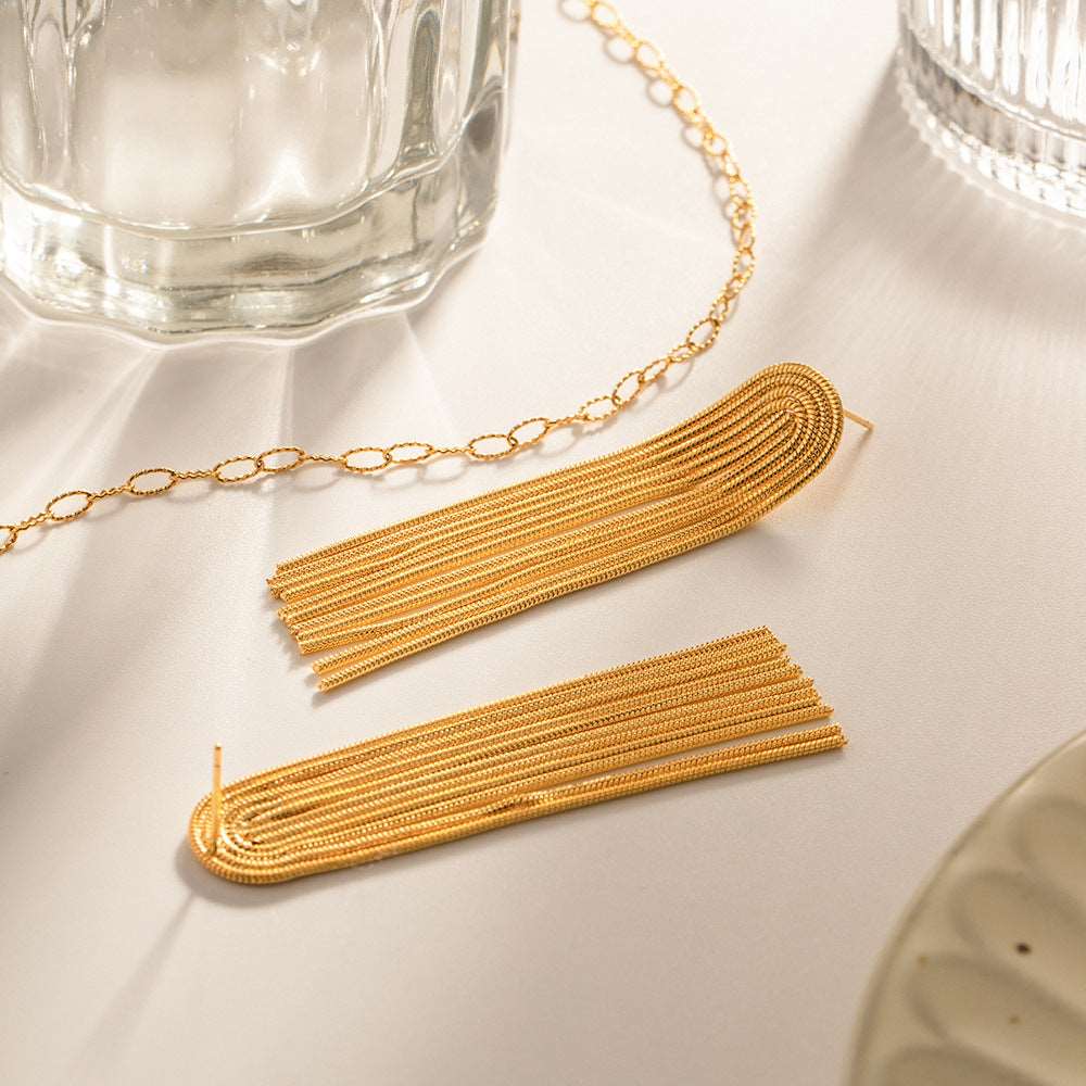 Women's Long String Titanium Steel Earrings - ChoreGirl
