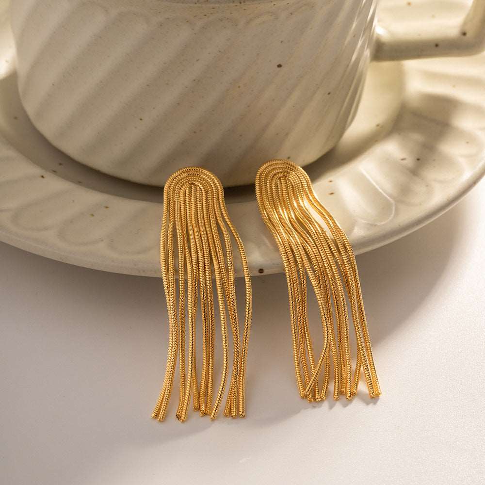 Women's Long String Titanium Steel Earrings - ChoreGirl