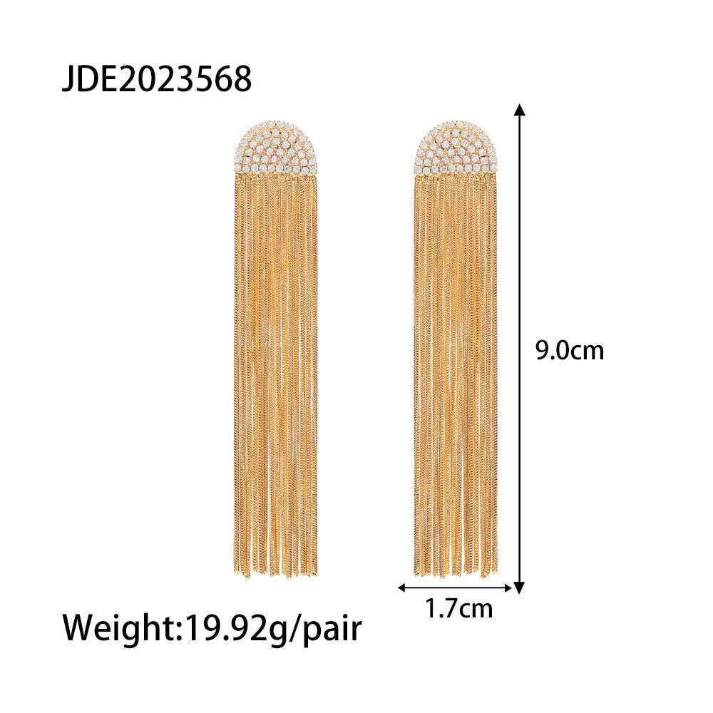 Women's Long String Titanium Steel Earrings - ChoreGirl