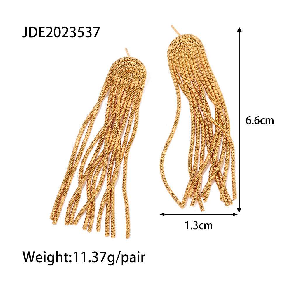 Women's Long String Titanium Steel Earrings - ChoreGirl
