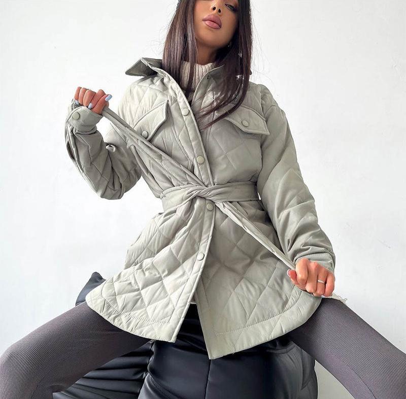 Women's Loose And Warm Rhombus Cotton Padded Autumn/ Spring Jacket - ChoreGirl