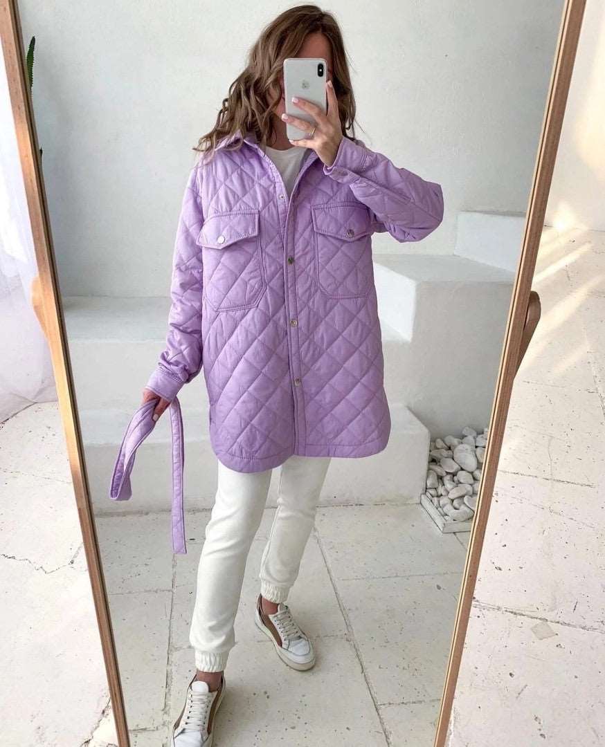Women's Loose And Warm Rhombus Cotton Padded Autumn/ Spring Jacket - ChoreGirl