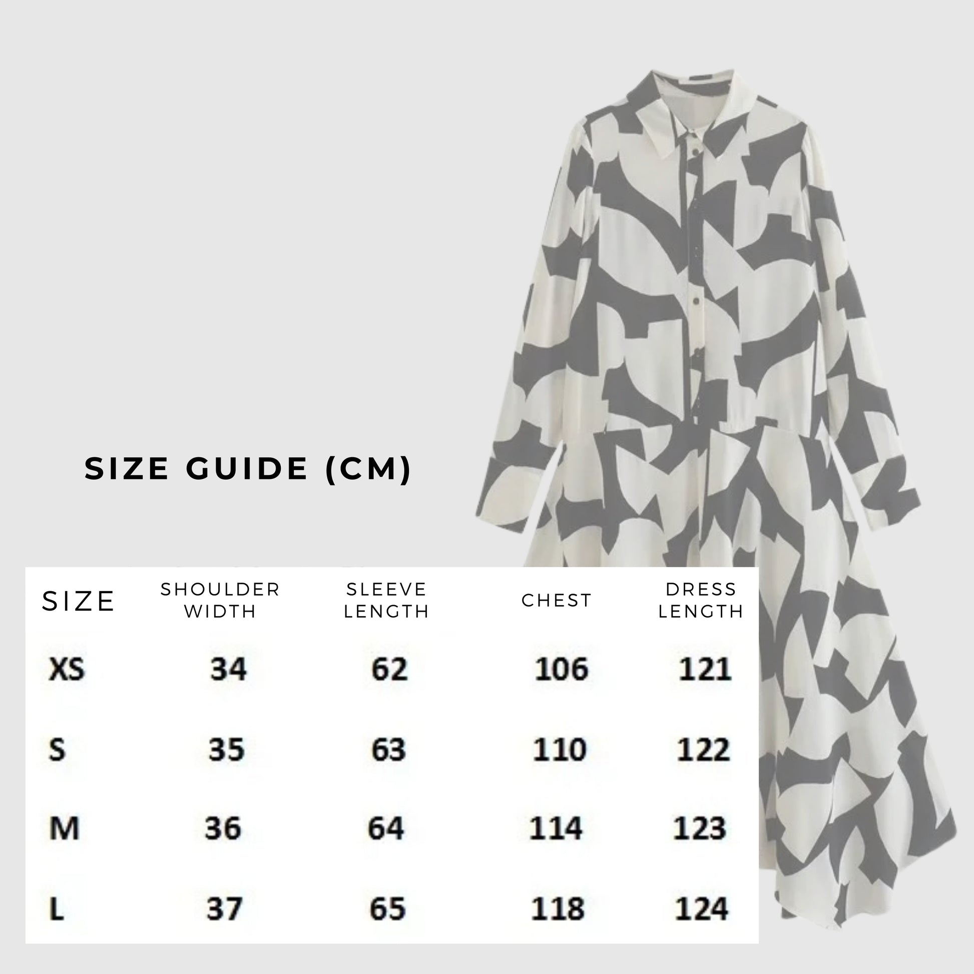 Women's Loose Black and White Geometric Pattern Shirt Style Dress - ChoreGirl