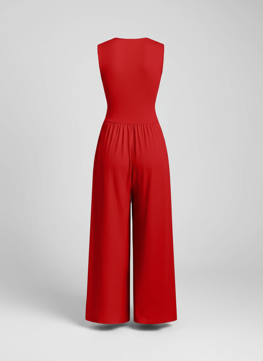 Red jumpsuit on a white background