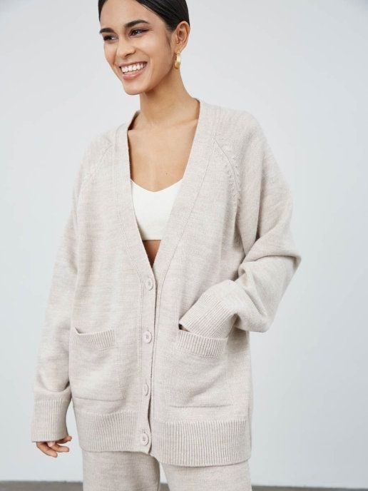 Women's Loose Wool Cardigan and Pants Outfit Set - ChoreGirl
