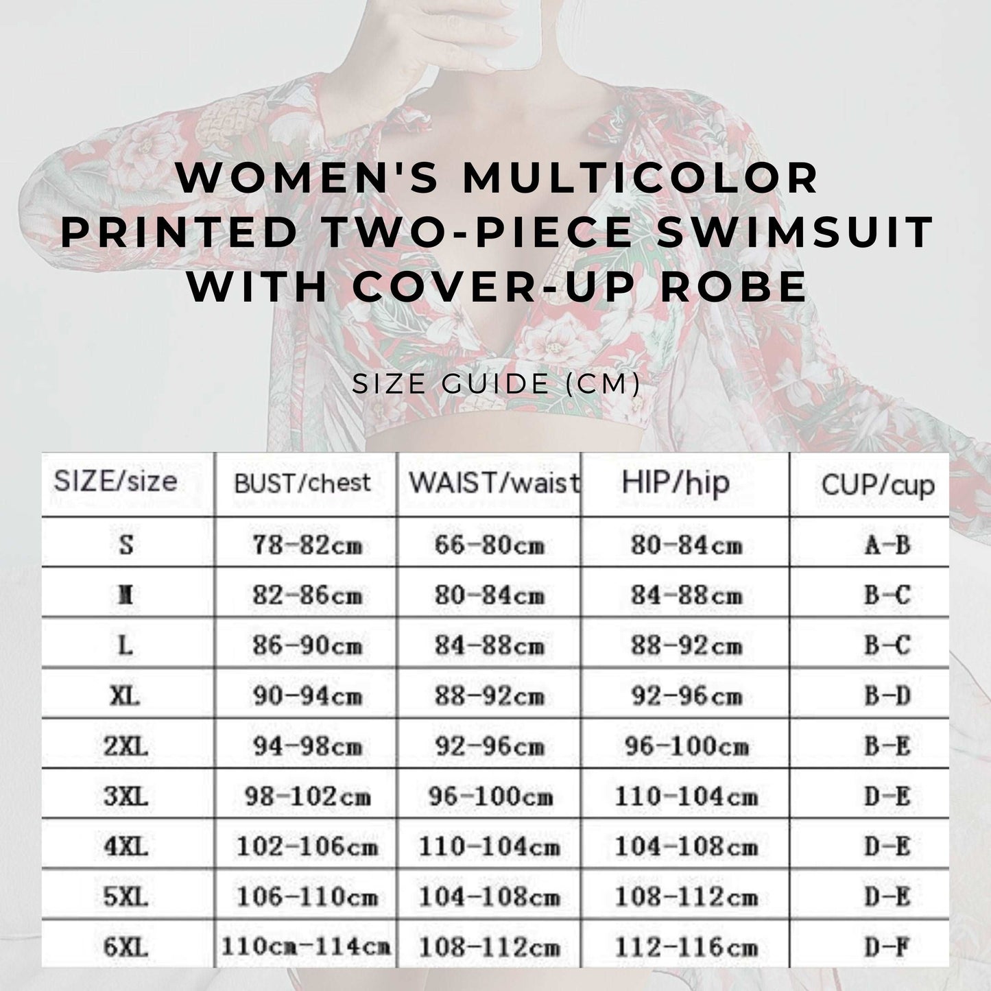 Women's Multicolor Printed Two-piece Swimsuit with Cover-up Robe - ChoreGirl