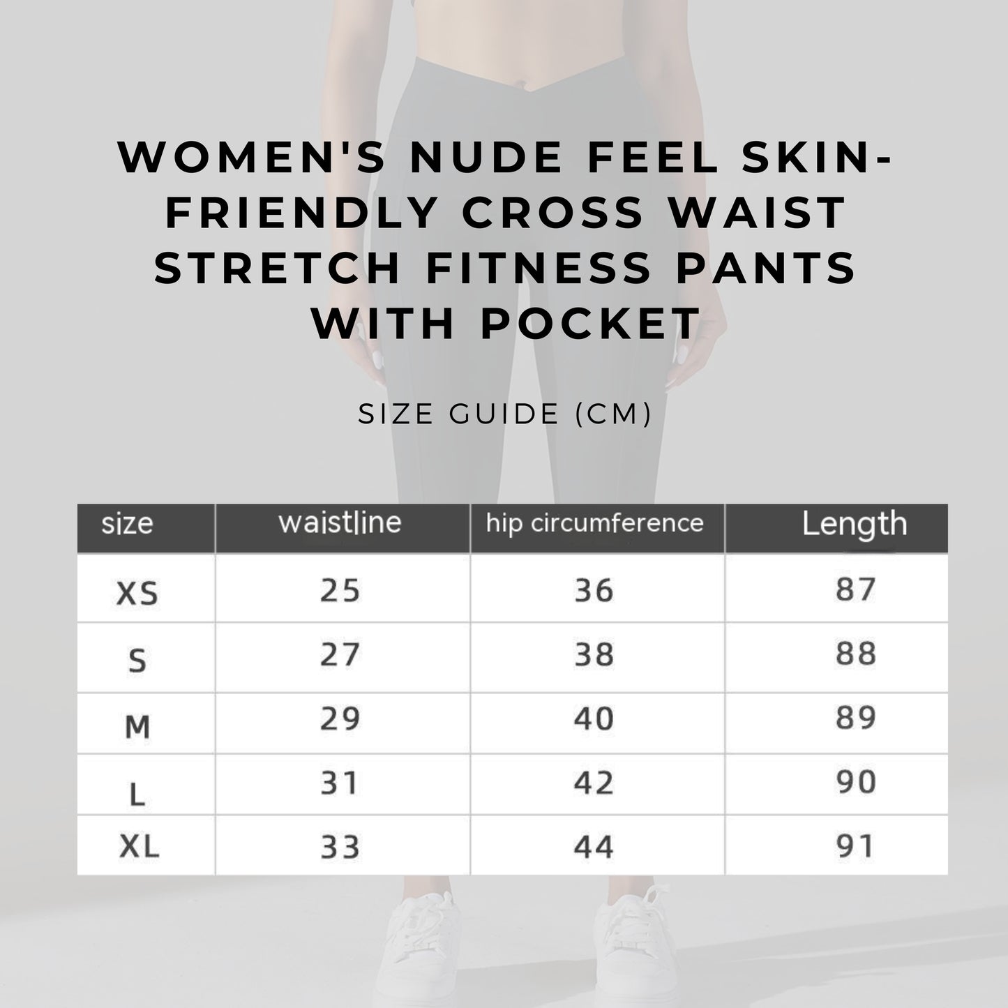 Women's Nude Feel Skin-friendly Cross Waist Stretch Fitness Pants With Pocket - ChoreGirl