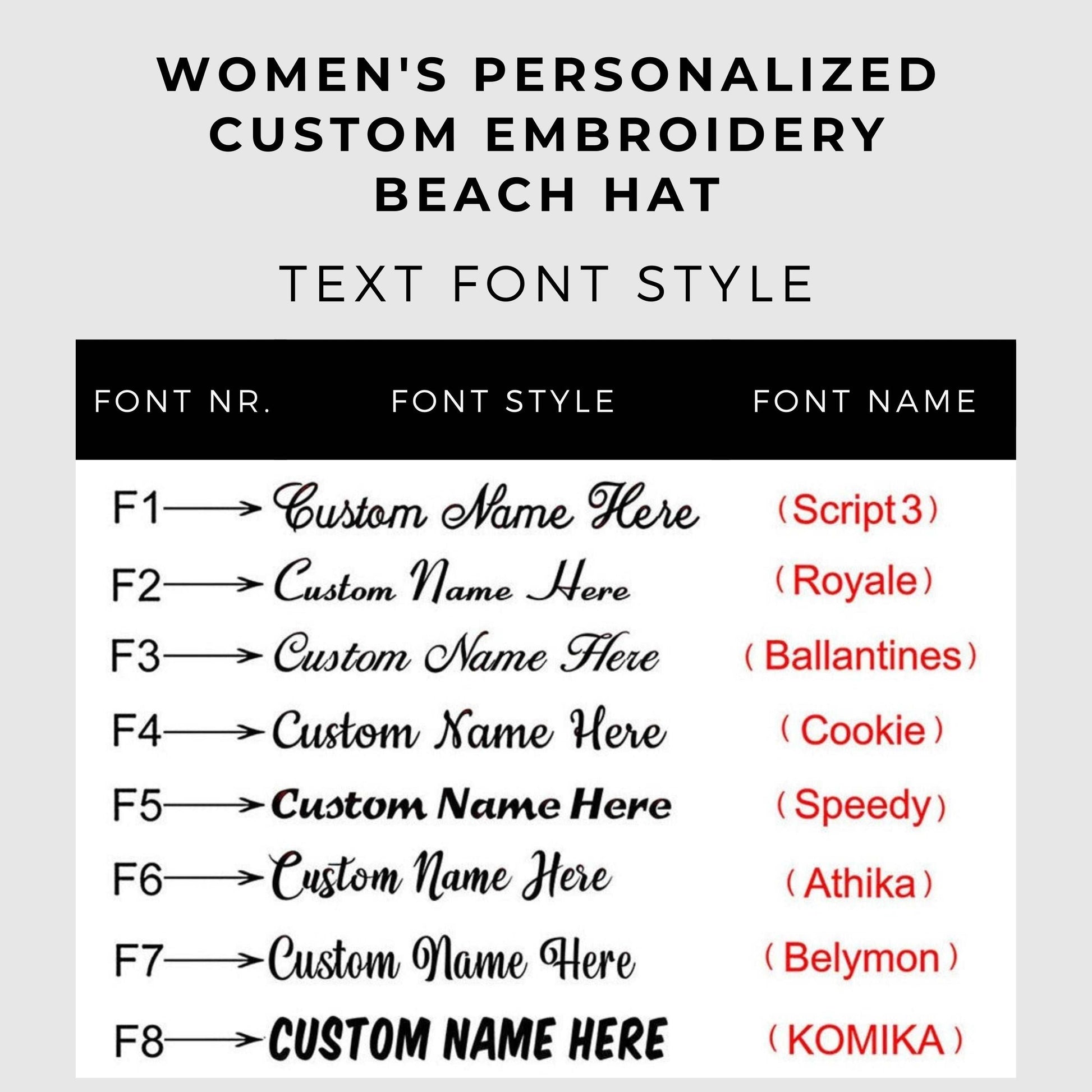 Custom Women's Embroidery Beach Hat | PERSONALIZED - ChoreGirl