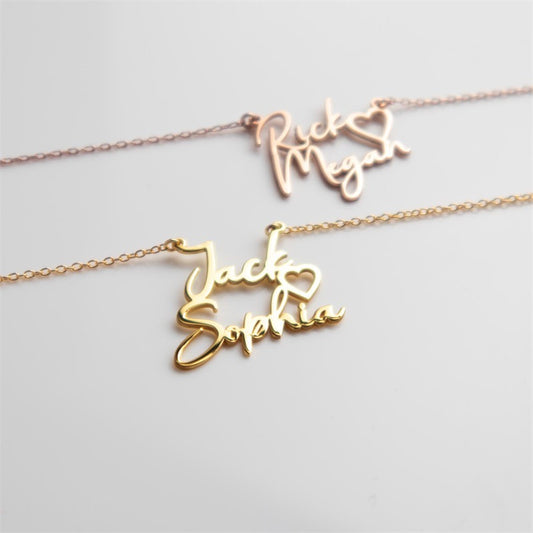 Custom Women's Personalized Double Name Stainless Steel Necklace | PERSONALIZED - ChoreGirl