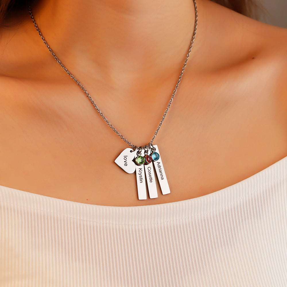 Women's Custom Name and Birthday Stone Necklace | PERSONALIZED - ChoreGirl