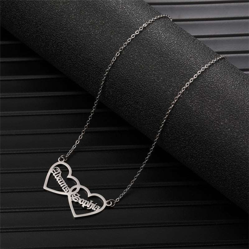 Women's Custom Name and Heart To Heart Necklace | PERSONALIZED - ChoreGirl