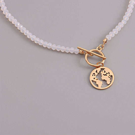 Women's Plate-shaped World Map Pendant Necklace - ChoreGirl