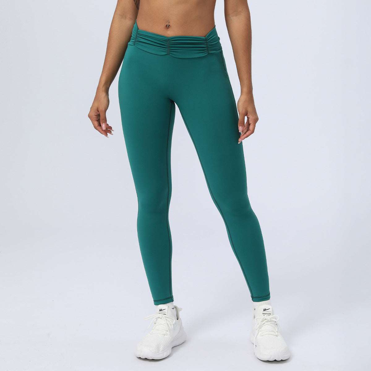Women's Pleated Thigh Sports Yoga Pants - ChoreGirl