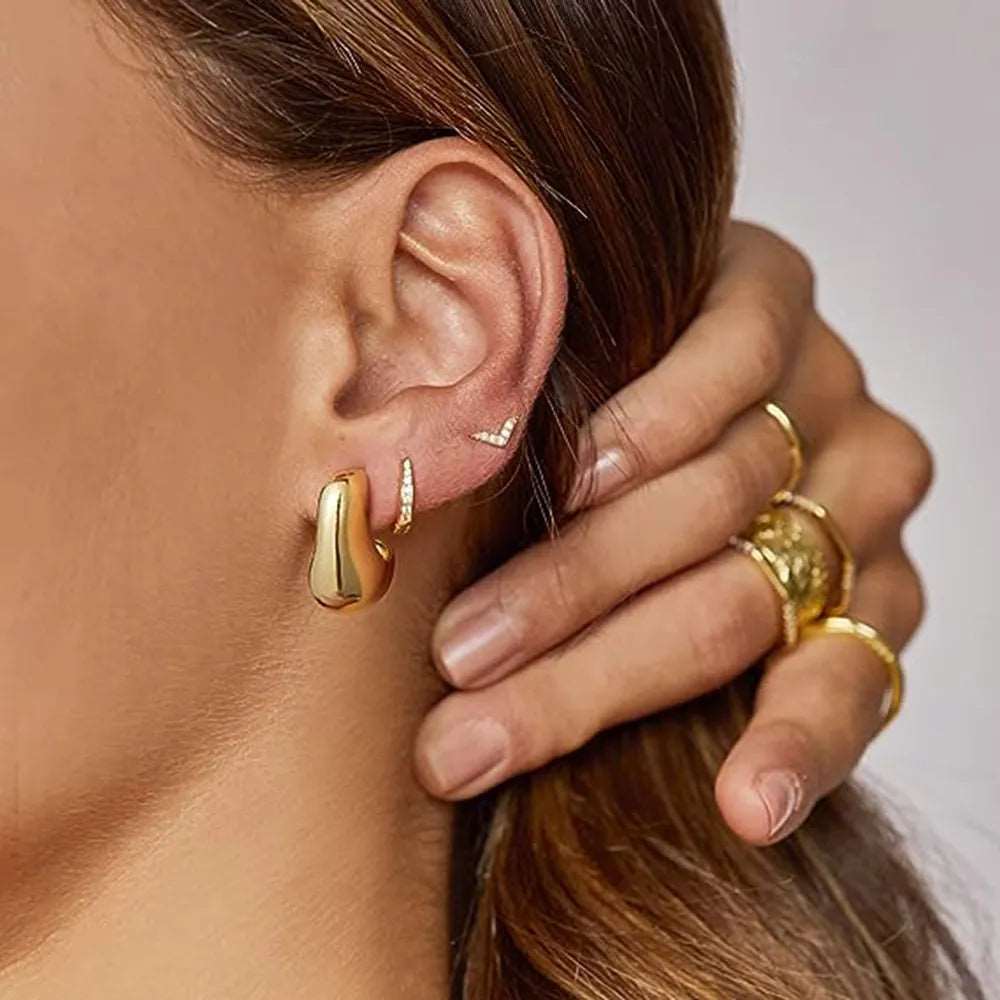 Women's Polished Geometric Metal C-Shaped Earrings - ChoreGirl