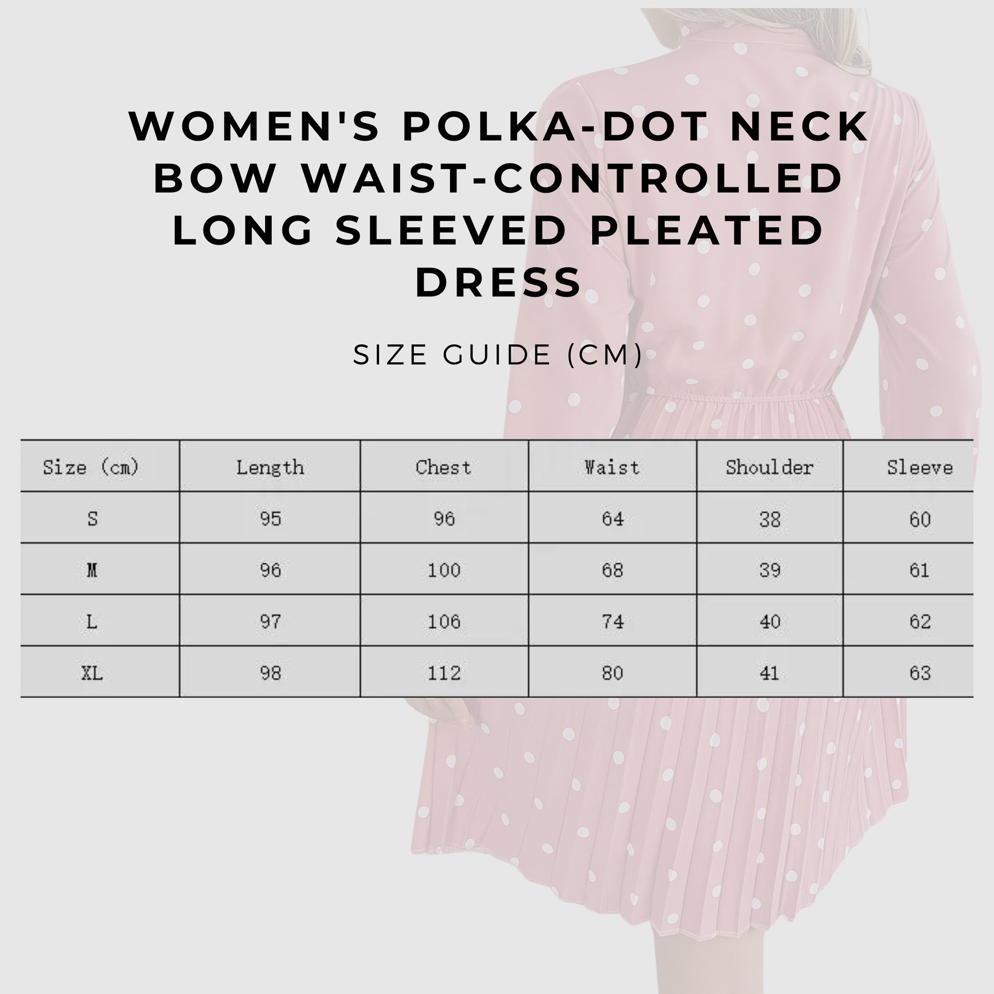 Women's Polka-dot Neck Bow Waist-controlled Long Sleeved Pleated Dress - ChoreGirl