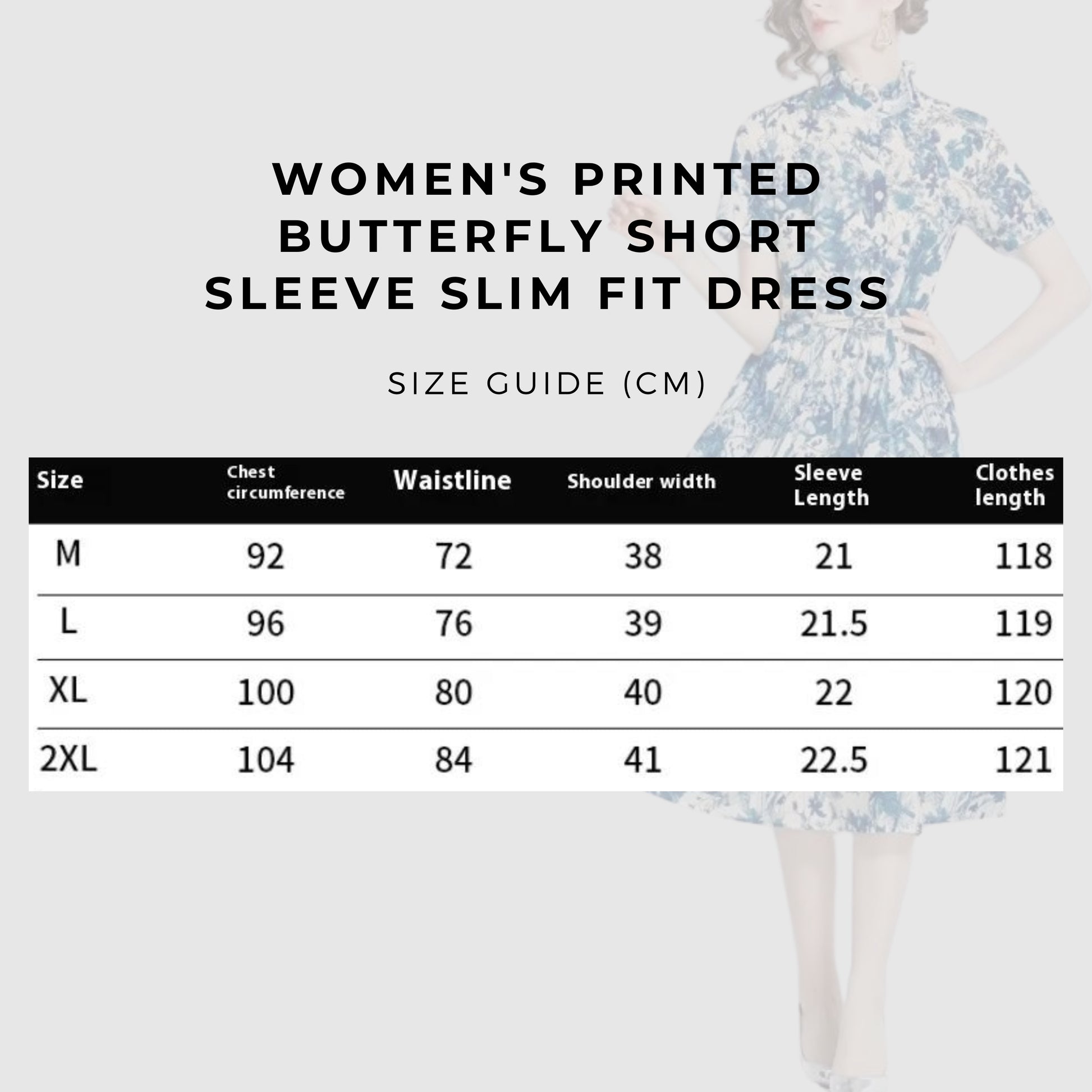 Women's Printed Butterfly Short Sleeve Slim Fit Dress - ChoreGirl