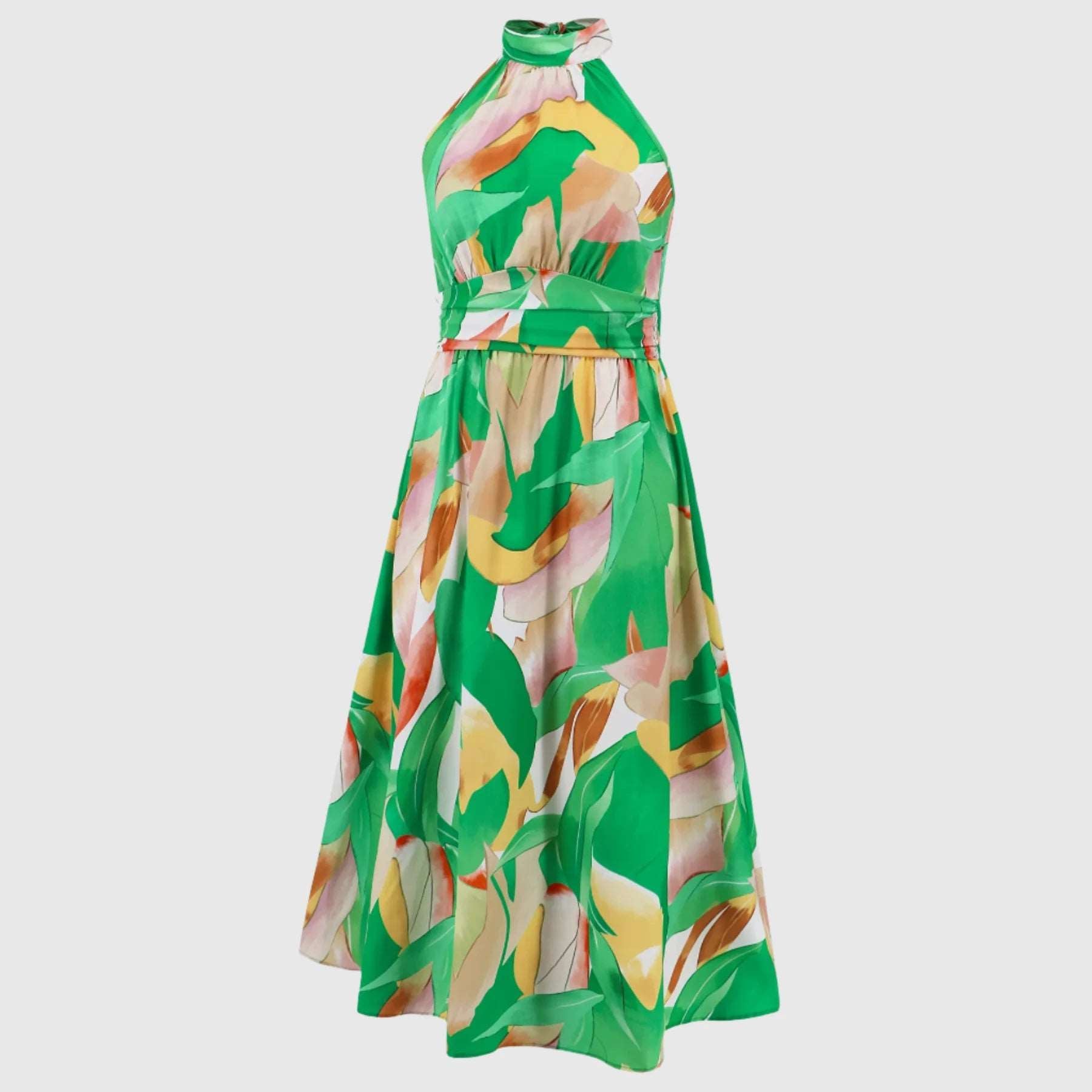 Women's Printed Stand Collar Sleeveless Dress - ChoreGirl