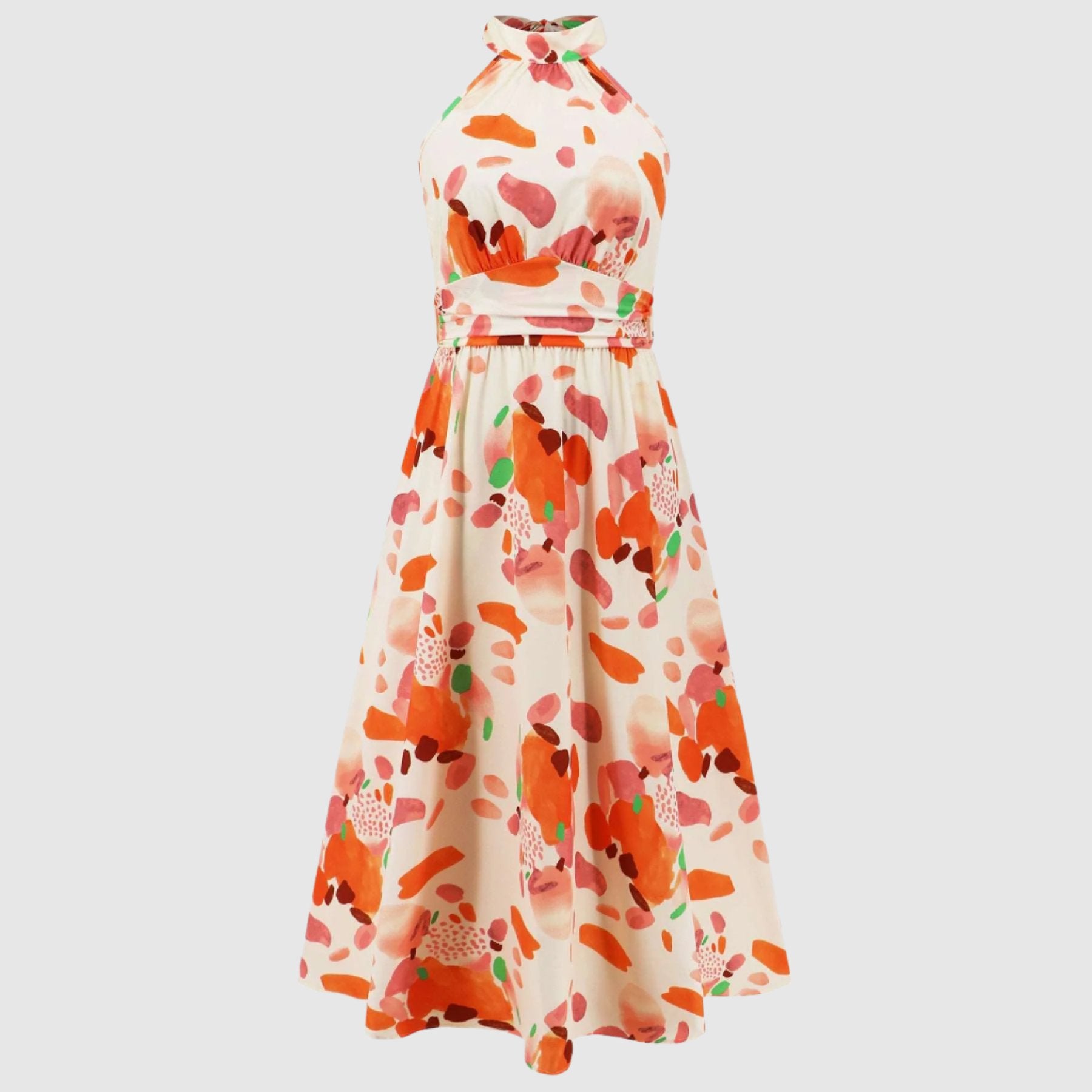 Women's Printed Stand Collar Sleeveless Dress - ChoreGirl