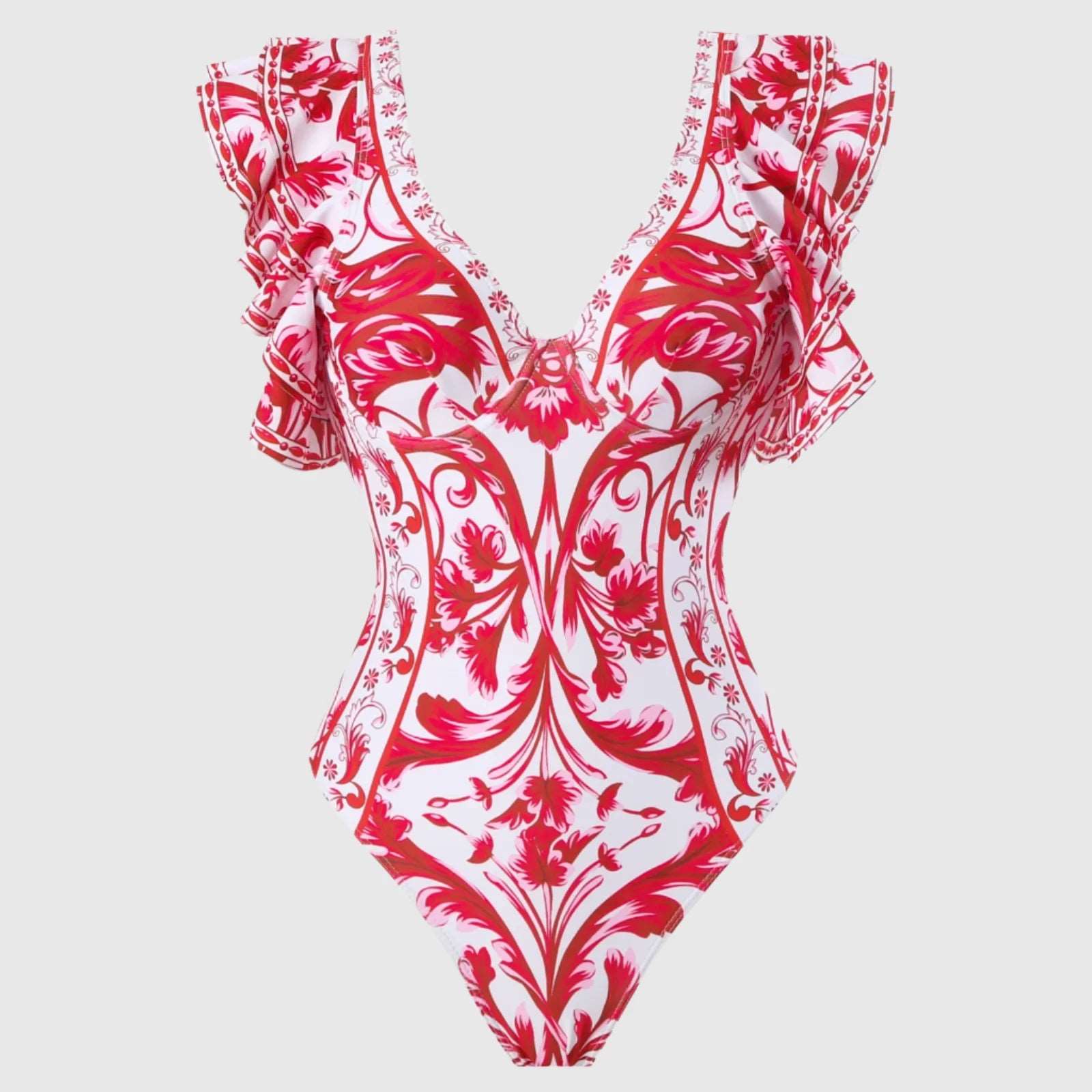 Women's Printed Swimwear One-piece Swimsuit with Cover-Up Long Skirt - ChoreGirl