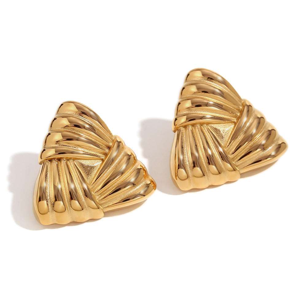 Women's Retro 18K Gold Triangular Stud Earrings - ChoreGirl