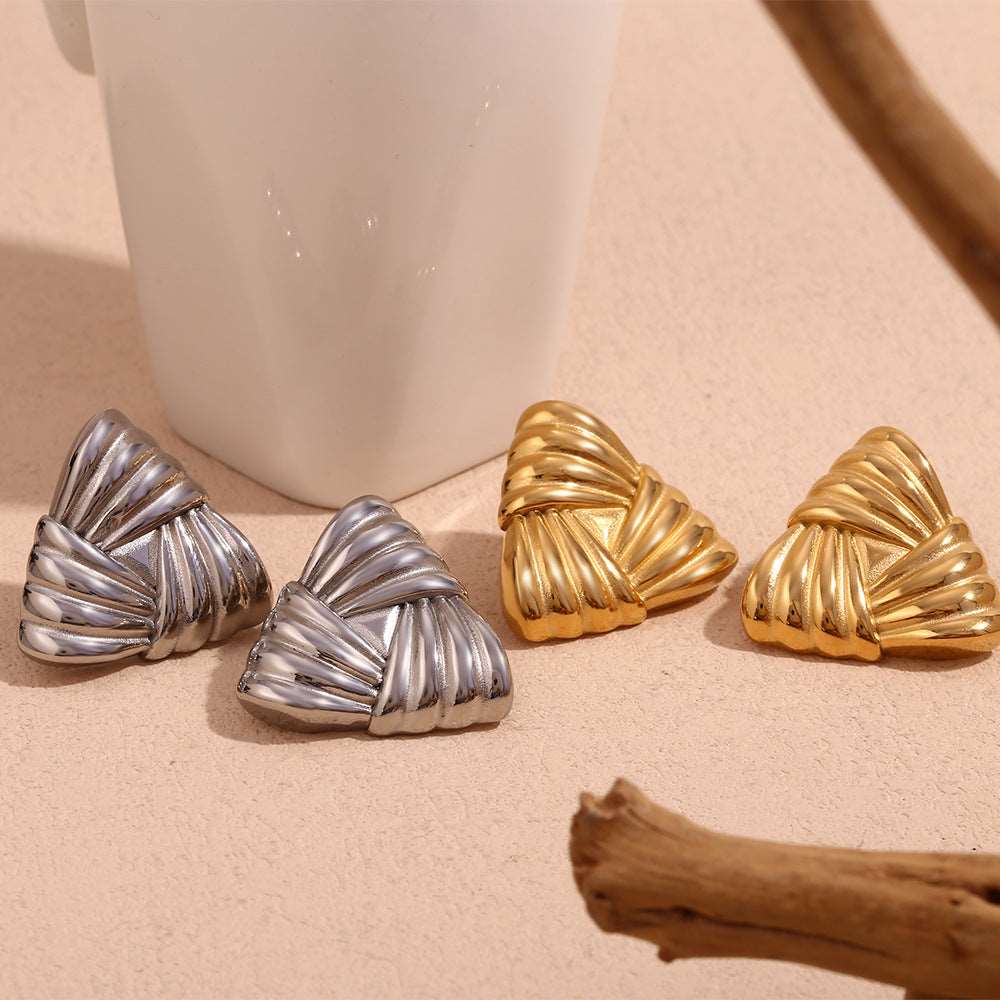 Women's Retro 18K Gold Triangular Stud Earrings - ChoreGirl