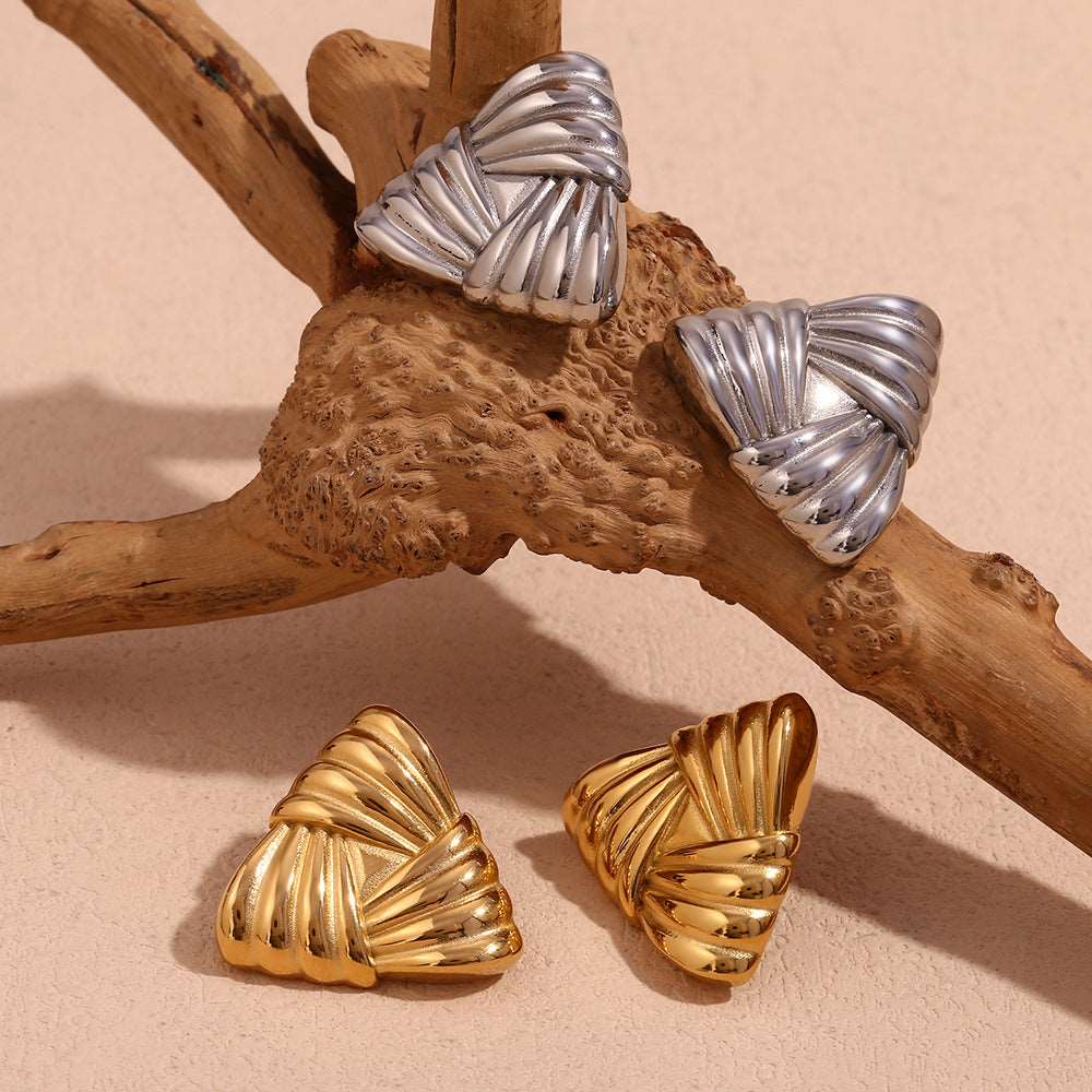 Women's Retro 18K Gold Triangular Stud Earrings - ChoreGirl
