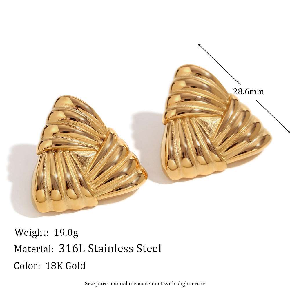 Women's Retro 18K Gold Triangular Stud Earrings - ChoreGirl