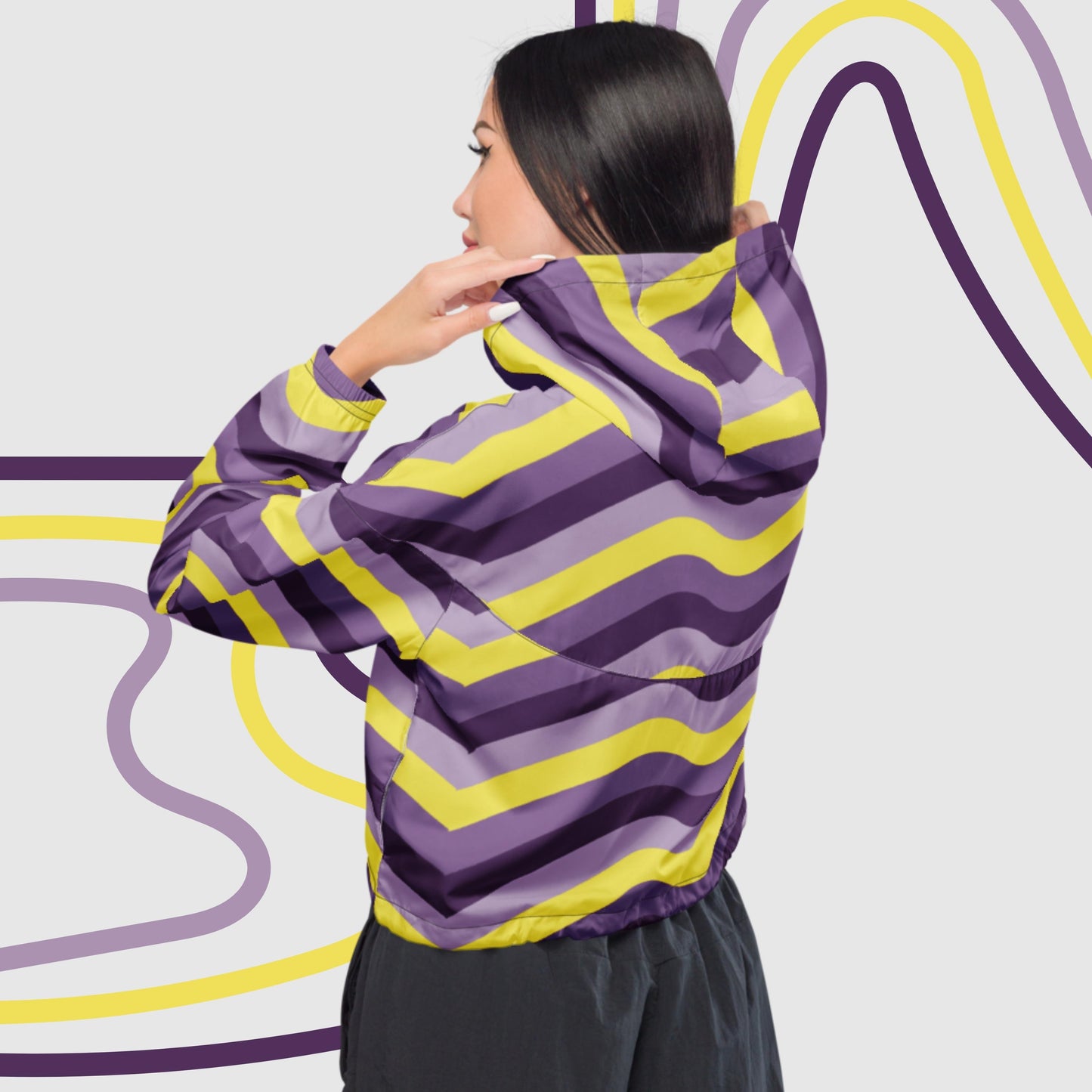 Custom Women’s Retro Cropped Windbreaker Jacket | PERSONALIZED - ChoreGirl