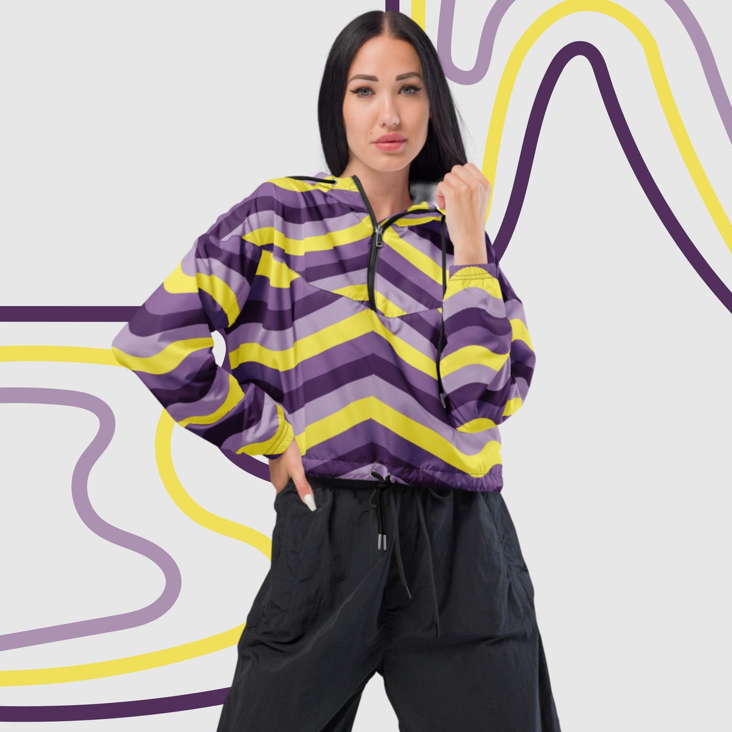 Custom Women’s Retro Cropped Windbreaker Jacket | PERSONALIZED - ChoreGirl