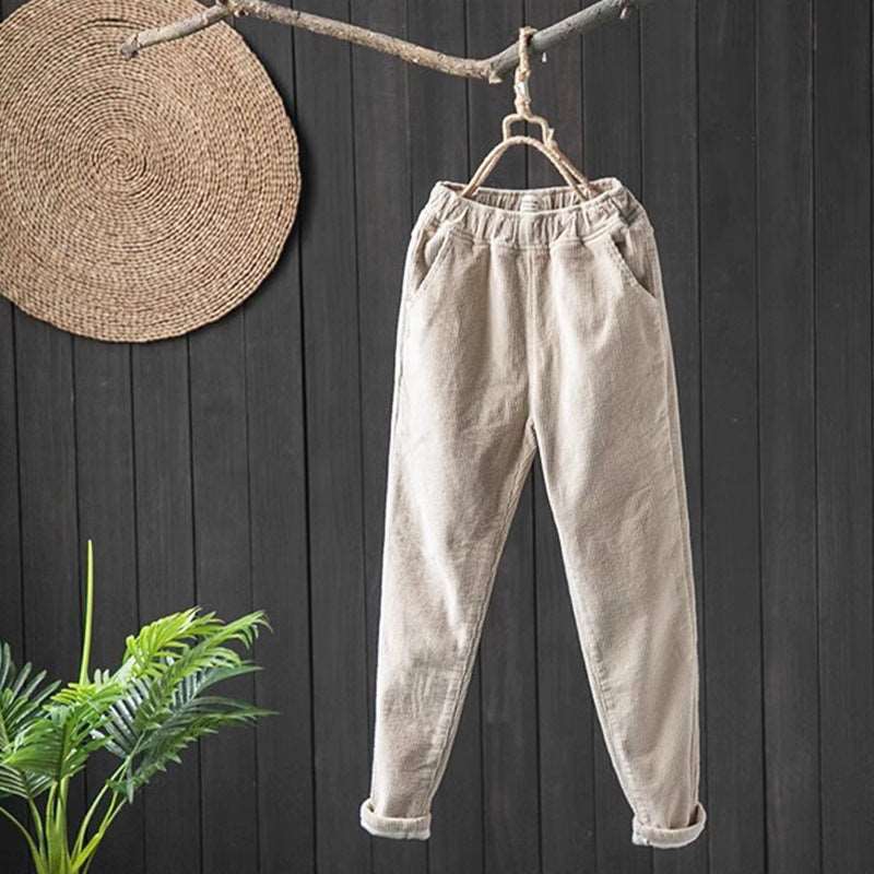 Women's Retro Fleece Lined Warm and Thick Corduroy Pants - ChoreGirl