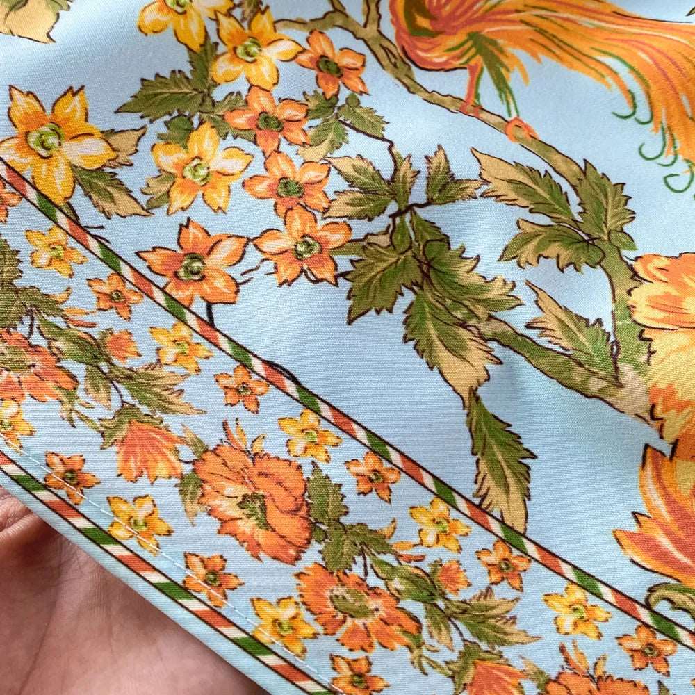 Women's Retro Pleated Puff Sleeve A-line High Waist Dress with Floral Print - ChoreGirl