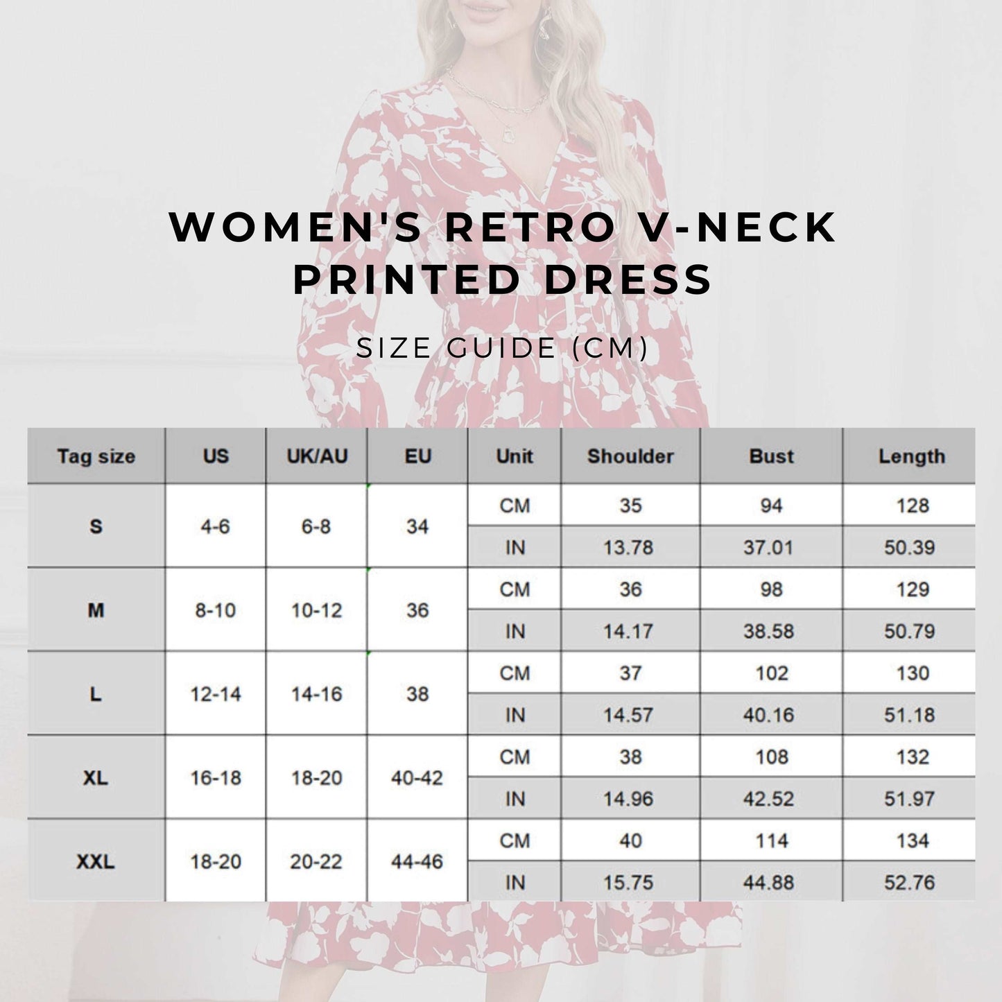 Women's Retro V-neck Printed Dress - ChoreGirl