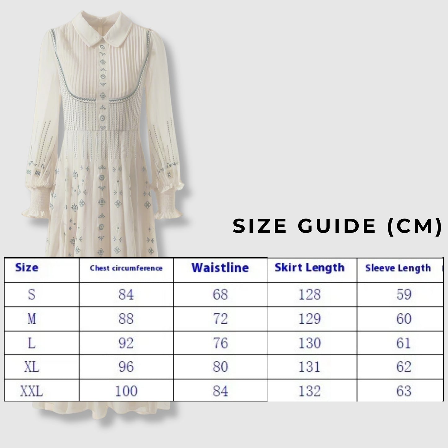Women's Romantic Pleated Embroidery Long Sleeve Dress - ChoreGirl