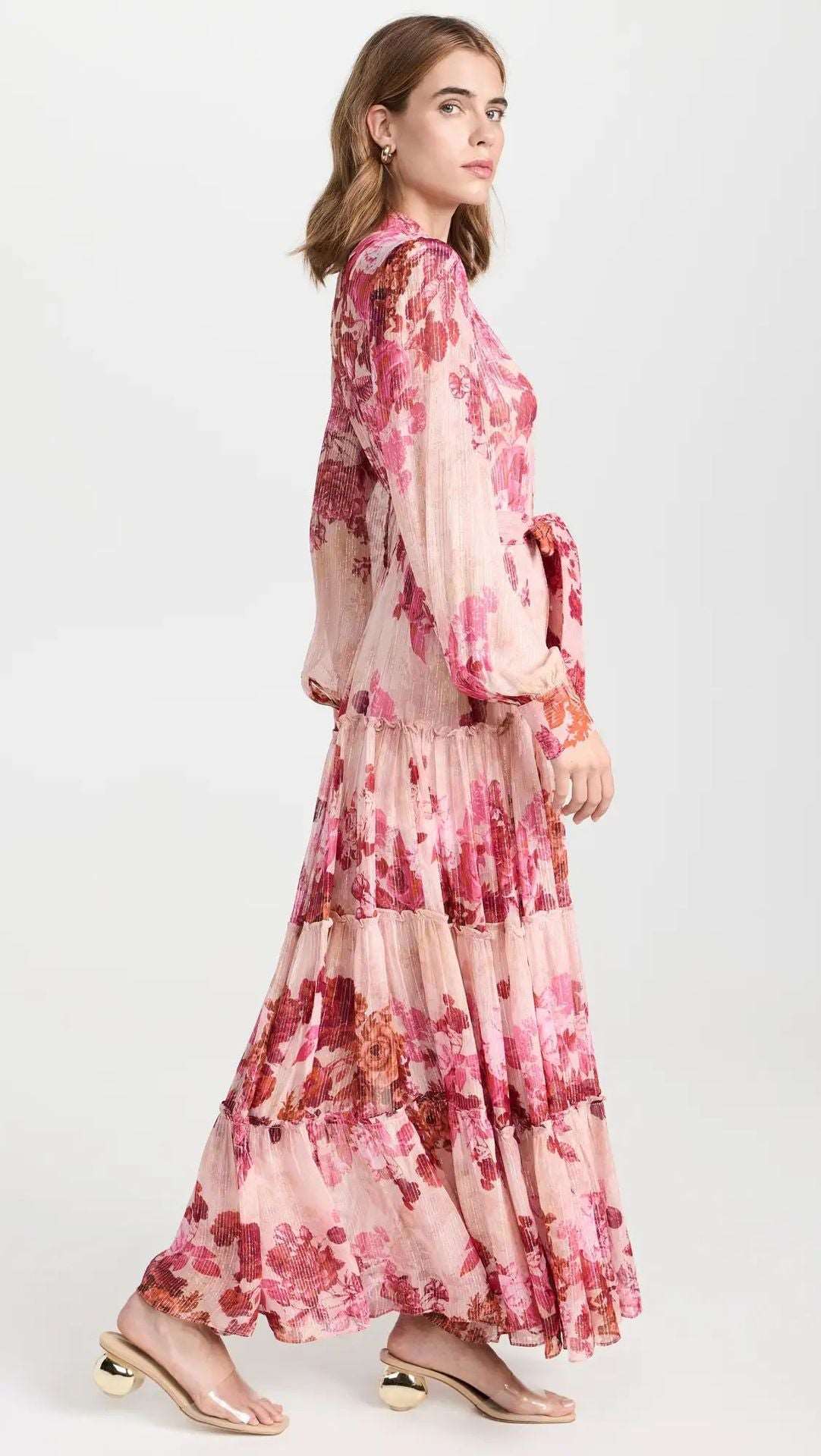 Women's Romantic Single-breasted Lace Up Long Dress - ChoreGirl