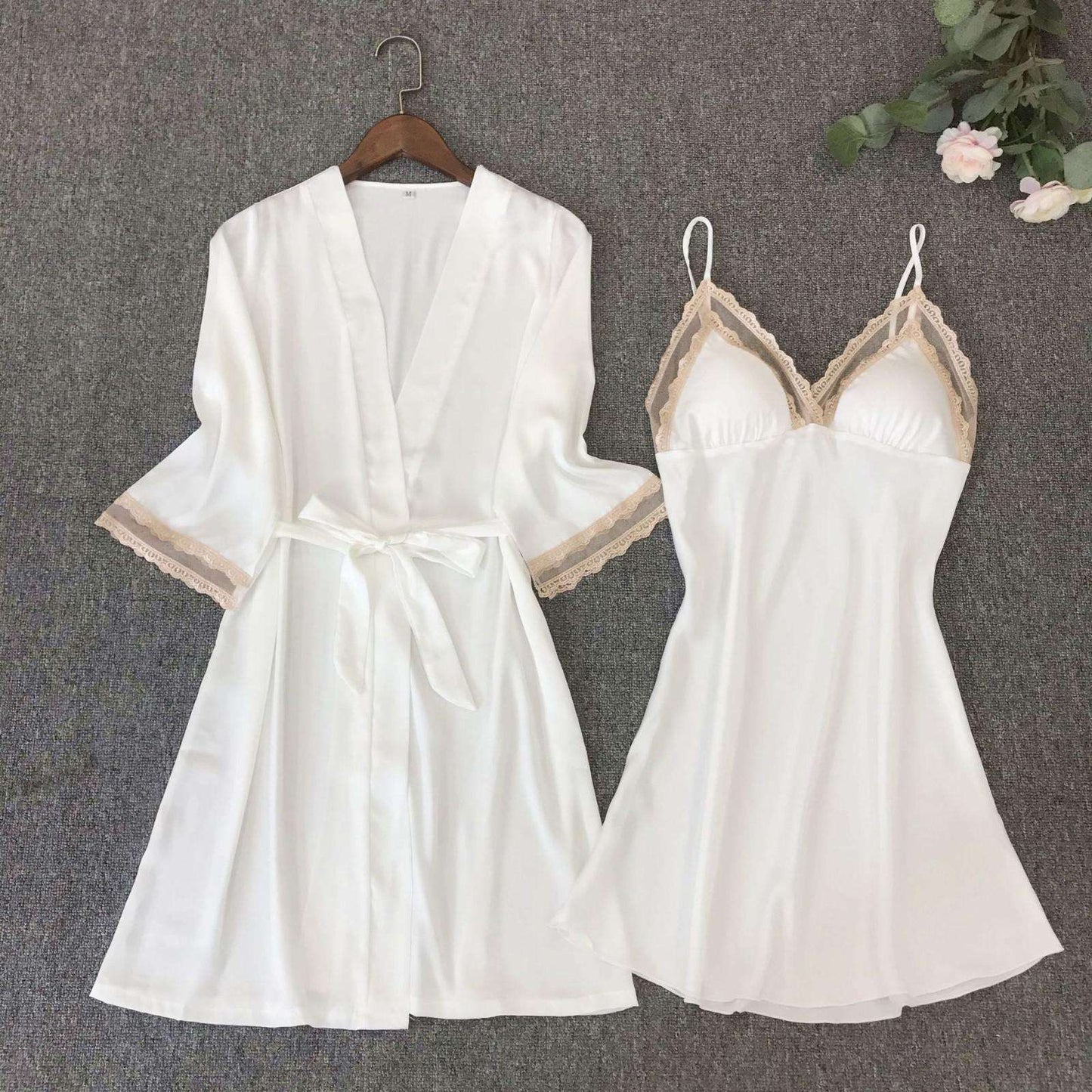 Women's Satin Robe and Nightgown Sleepwear Set - ChoreGirl