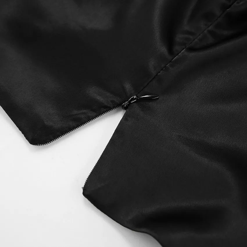 Women's Satin Round Neck Puff Sleeve Event Dress - ChoreGirl