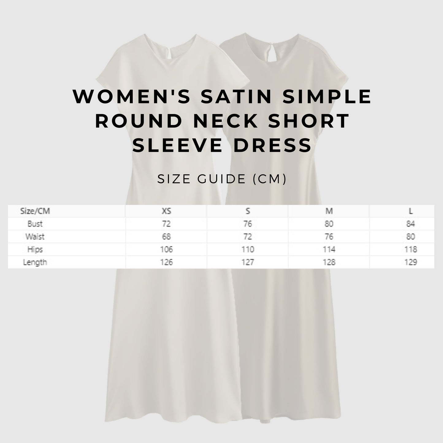 Women's Satin Simple Round Neck Short Sleeve Dress - ChoreGirl
