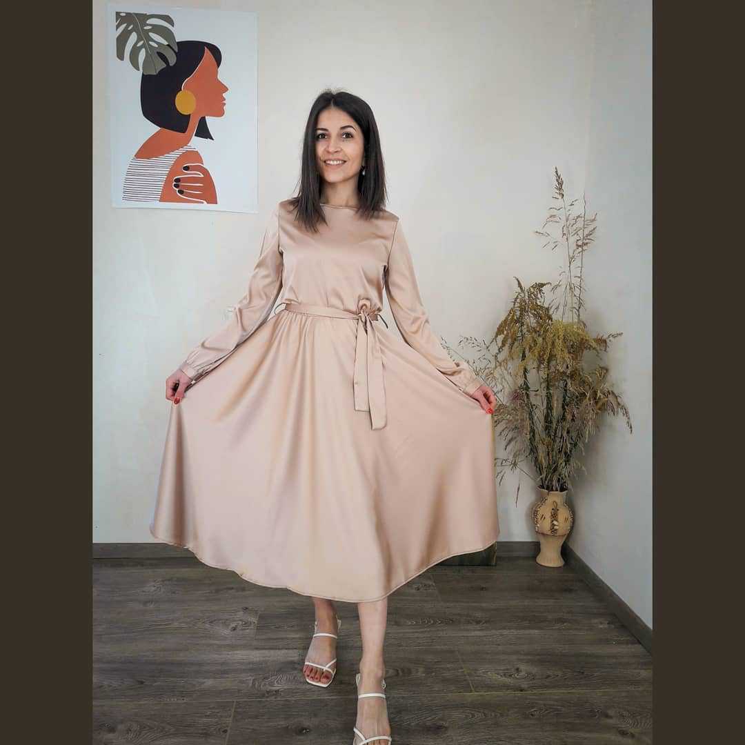 Women's Satin Waist Slimming Dress - ChoreGirl