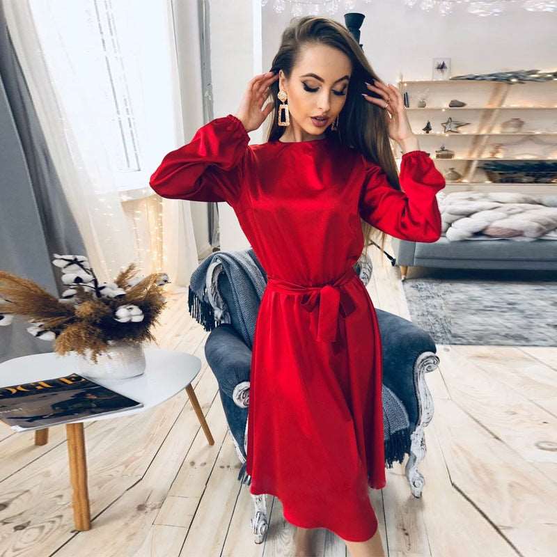Women's Satin Waist Slimming Dress - ChoreGirl
