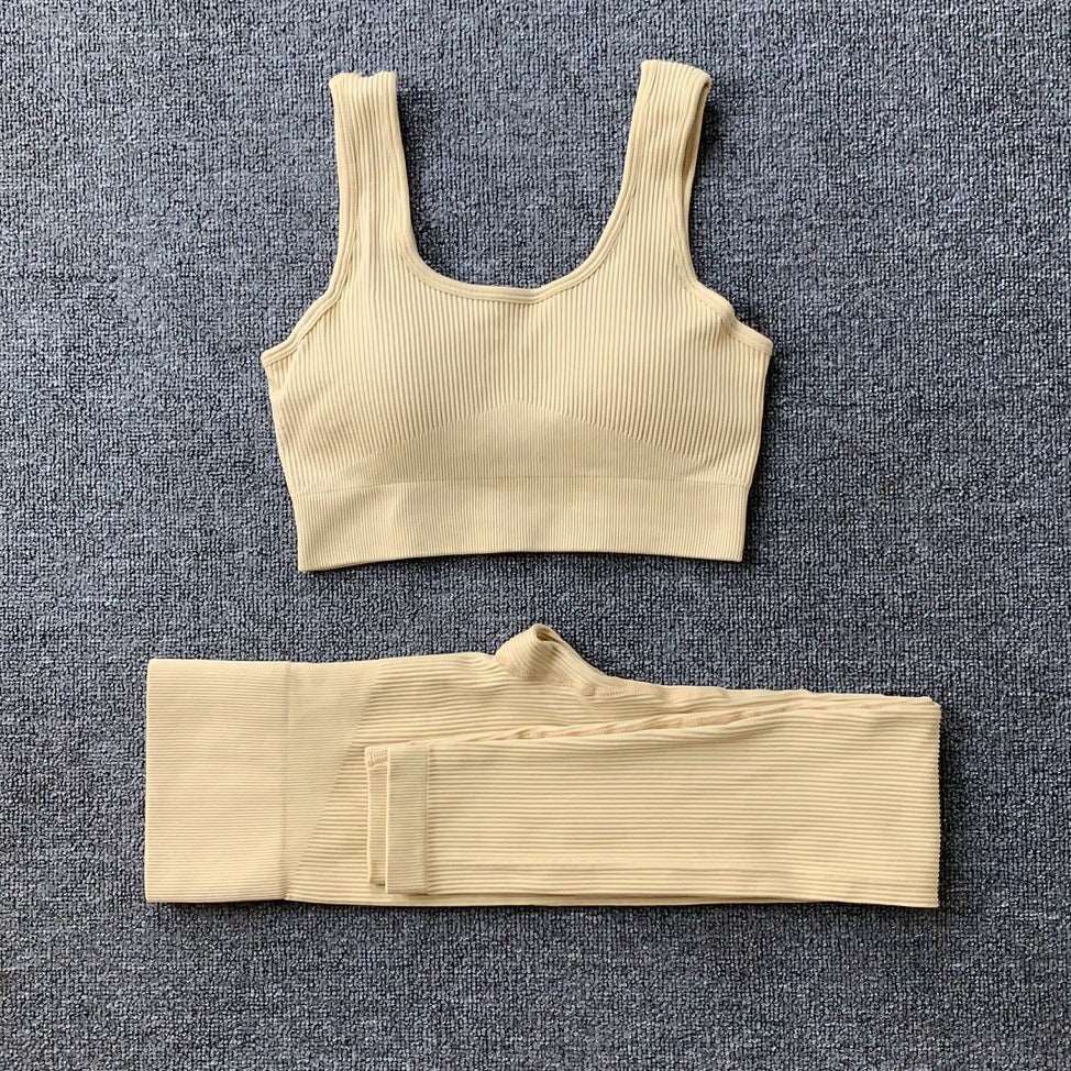 Women's Seamless Bra And Butt Lifting High Waist Leggings Sportswear Set - ChoreGirl