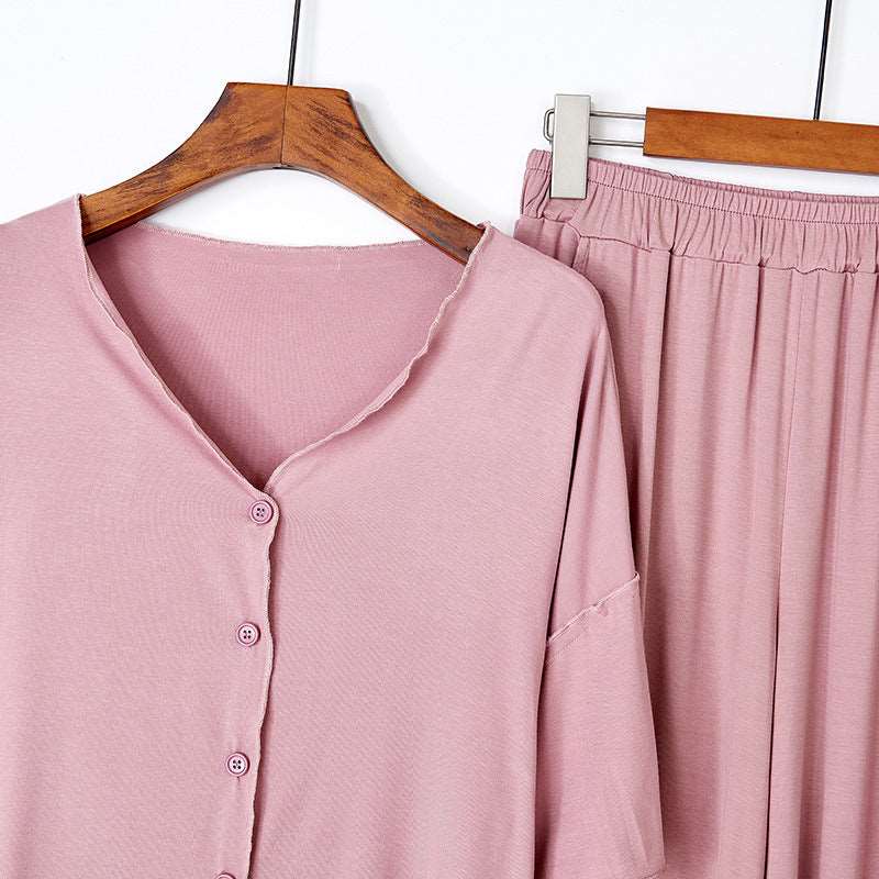 Women's Short-sleeved Top and Pants Pajamas, Loungewear Set - ChoreGirl
